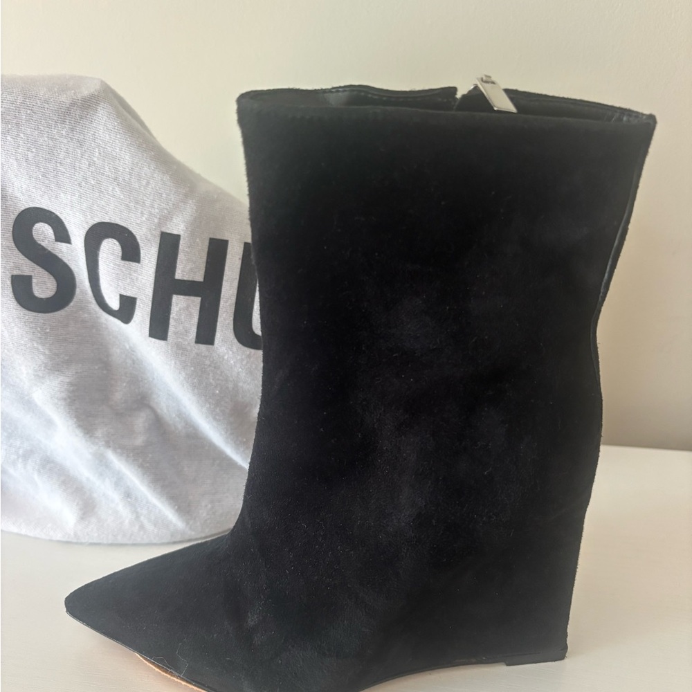 SCHUTZ Black Wedge Booties
